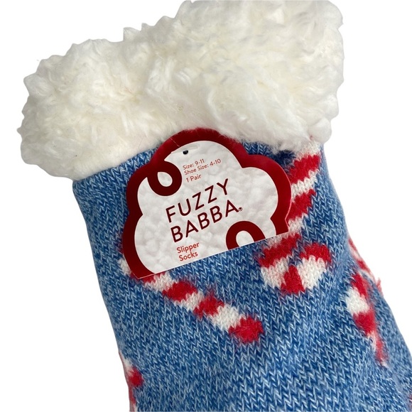 NWT Fuzzy Babba Christmas Dog Santa Claus Grippy Bottom Tall Slipper Socks - Picture 5 of 7